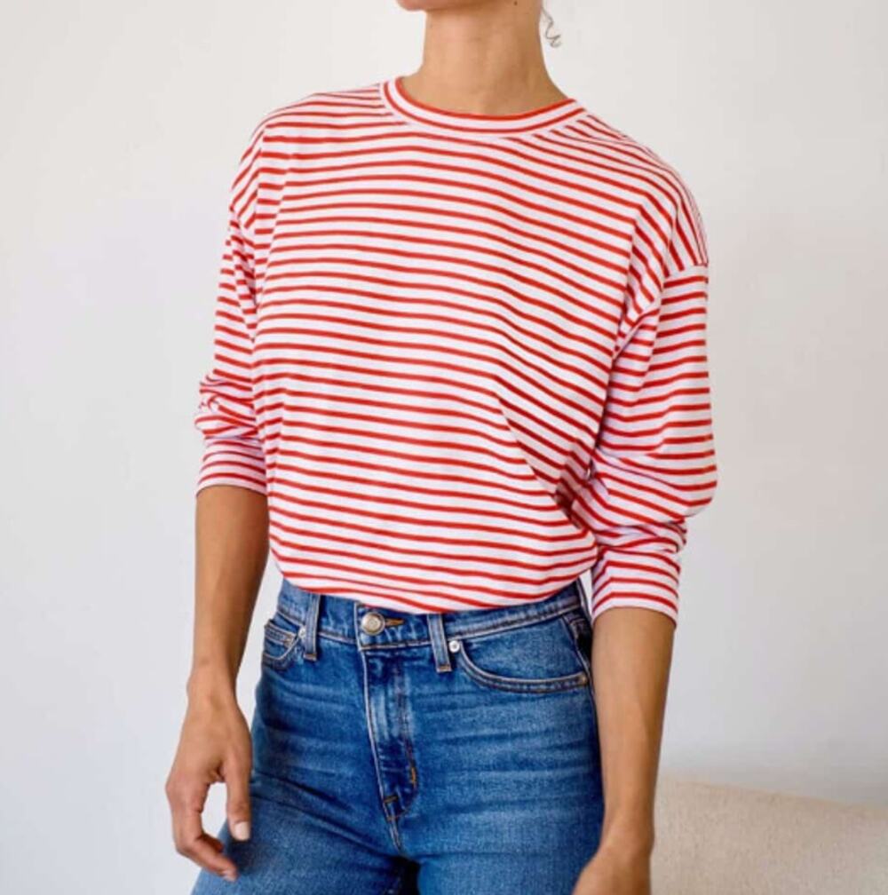 AYR Red Striped French Fry Cotton Tee (XS)
